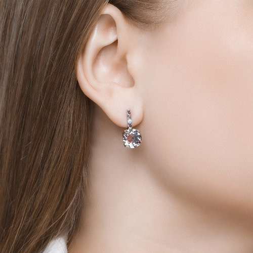 Серьги из серебра с ситаллами и фианитами