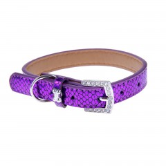 Ошейник «Змеиная кожа» со стразами на пряжке, 44 х 2 см, фиолетовый - Фото 2