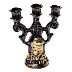 Подсвечник «Деревня» лепка черная, золото - Фото 1