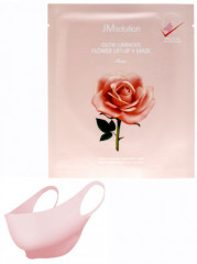 Маска-бандаж для подтяжки контура лица с розовой водой - Фото 1