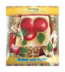 Кухонный комплект «Яблочки» (прихватка 17х17, варежка 17х24, фартук 50х70) - Фото 1