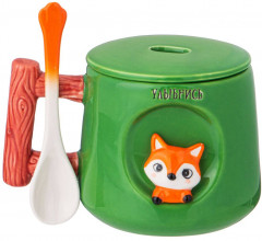 Кружка с крышкой и ложкой «Лисичка» - Фото 1