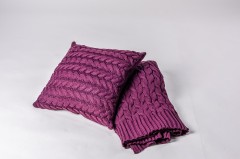 Плед вязанный люкс «Косички» (пурпурный, 1,5-спальный, 100% акрил, размер 152х127+20 см) - Фото 2