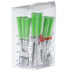 Набор столовых приборов «Карамель», 24 предмета, цвет зеленый - Фото 1