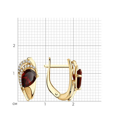 Серьги из золоченого серебра с гранатами