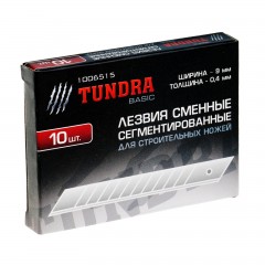 Лезвия для ножей «TUNDRA» сегментированные 9х0,4 мм (набор 10 шт, по 10 лезвий) - Фото 1