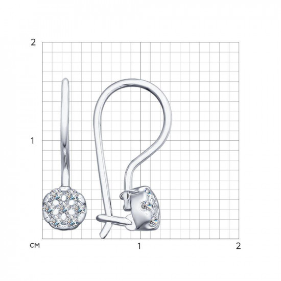 Серьги из серебра с фианитами