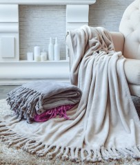 Плед «Велюр-завиток» (бежевый, 1,5-спальный, 100% полиэстер, размер 127х152+30 см) - Фото 1