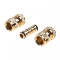 Набор для полива, коннекторы 1/2" цанга, 1/2" цанга с аквастопом, соединитель, латунь - Фото 1