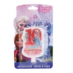 Свеча в торт «С днем рождения!», цифра 10, Холодное сердце - Фото 2