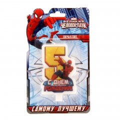 Свеча в торт «С днем рождения!», цифра 5, Человек-Паук - Фото 2