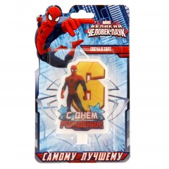 Свеча в торт «С днем рождения!», цифра 6, Человек-Паук - Фото 2