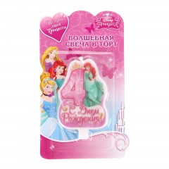 Свеча в торт «С днем рождения!», цифра 4, Принцессы - Фото 2