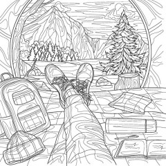 Раскраска-антистресс для работы маркерами. Обложка с кедами - Фото 2