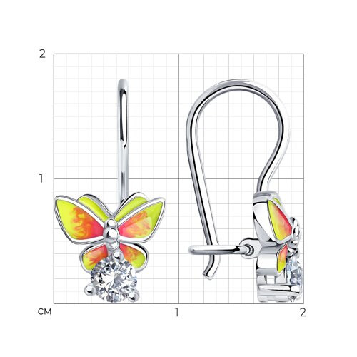 Серьги детские из серебра с эмалью