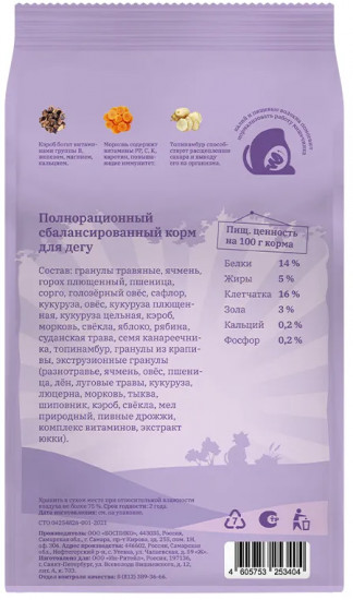 Корм для дегу