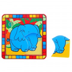 Пазл квадратный в цветной рамке «Слон в джунглях», 4 элемента - Фото 1