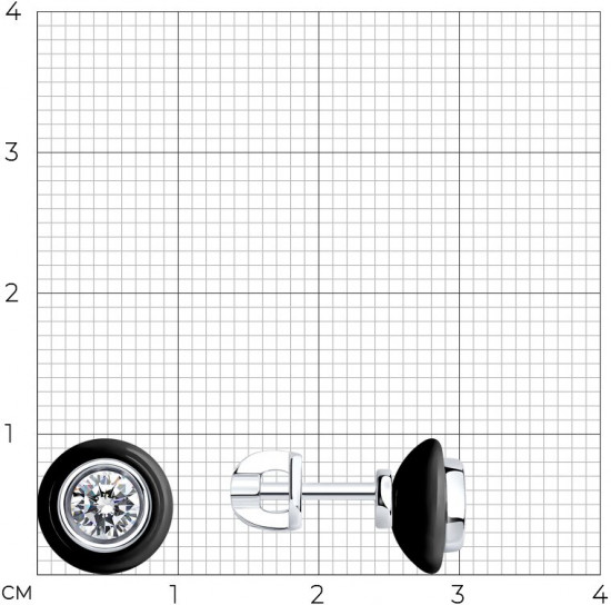 Серьги из серебра с керамическими вставками и фианитами