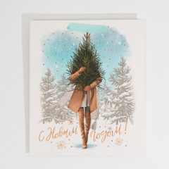 Пакет ламинированный «Девушка с ёлкой» - Фото 5