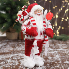 Фигурка «Дед Мороз в вязаном костюме, с лыжами и мешком» - Фото 3