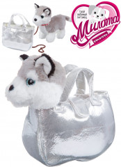 Игрушка мягкая «Лайка в серебристой сумке» - Фото 1