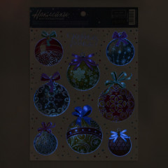 Набор наклеек интерьерных со светящимся слоем «Ёлочные игрушки» - Фото 1