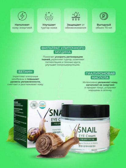 Крем для век с муцином улитки «Snail»