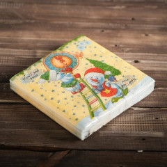 Набор салфеток бумажных «Снеговички-часовички» - Фото 2