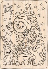 Доска для выжигания и росписи «Снеговик с подарком» - Фото 4