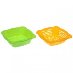 Дуршлаг с поддоном (М), цвет желтый - Фото 1