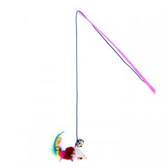 Дразнилка-удочка «Цветная мышка», 32 см, цвет в ассортименте - Фото 1