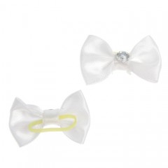 Бантики белые со стразами на латексной резинке, 3,5х2,5 см, набор 4 штуки - Фото 2