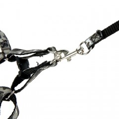 Комплект «Милитари», ширина 1 см, поводок 120 см, шлейка 26-41 см, серо-черный - Фото 1