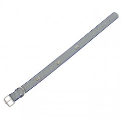 Ошейник широкий со светоотражающей полосой и косточками, 66х3,5 см, синий - Фото 2