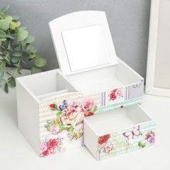 Шкатулка с зеркалом и подставкой «Бабочки и розы» - Фото 1