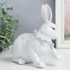 Сувенир «Белая зайка с розовым бантом и розочками» - Фото 1