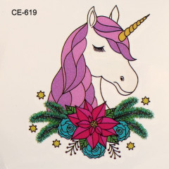 Татуировка на тело «Единорог в цветах» - Фото 1