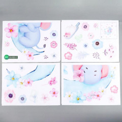 Набор наклеек интерьерных «Слонёнок на месяце в цветах» - Фото 1