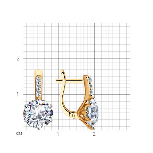 Серьги из золочёного серебра с фианитами