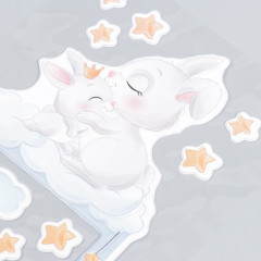 Наклейка на выключатель «Зайчики на облаке» - Фото 1