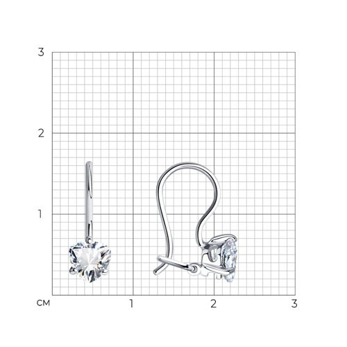 Серьги из серебра с фианитами
