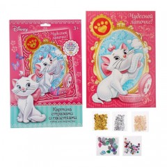 Аппликация стразами и пайетками «Чудесной лапочке», Кошечка Мари, А5 - Фото 3