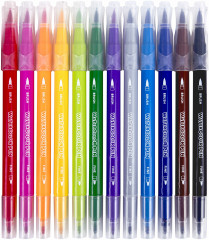 Набор фломастеров двусторонних с кистью - Фото 2