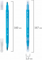 Набор фломастеров двусторонних с кистью - Фото 13