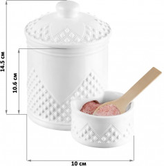 Банка для соли с деревянной ложкой «Ромбики» - Фото 1