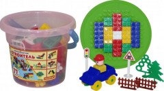 Конструктор «Строитель» (77 элементов в ведре Макси с крышкой) - Фото 1
