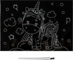 Гравюра с мультицветной основой «Милый единорог» - Фото 1