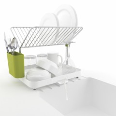 Сушилка для посуды и столовых приборов 2-уровневая со сливом Y-rack, белый - Фото 2