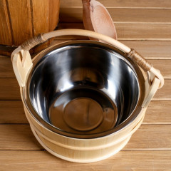 Ведро для бани с нержавеющей вставкой - Фото 1