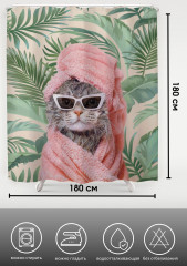 Штора для ванной «Гламурный кот» - Фото 3